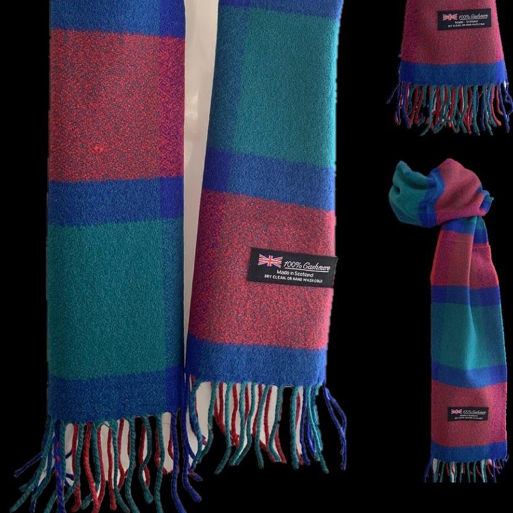 Cashmere Multicolored Red, Blue & Green Scarf